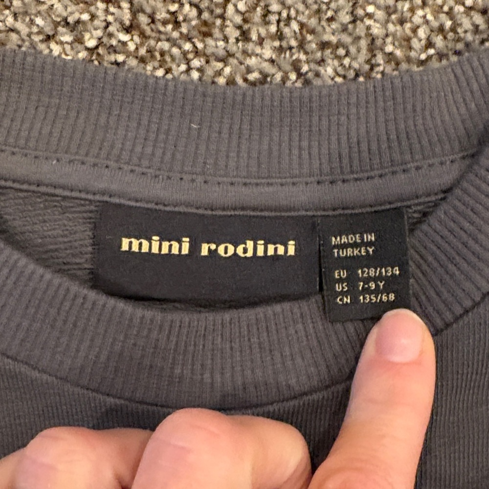 Mini Rodini Gray Sweatshirt with Yellow Cat Design - Picture 2 of 4